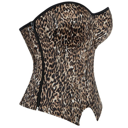 Leopard Print Corset Tube Top for Edgy Look