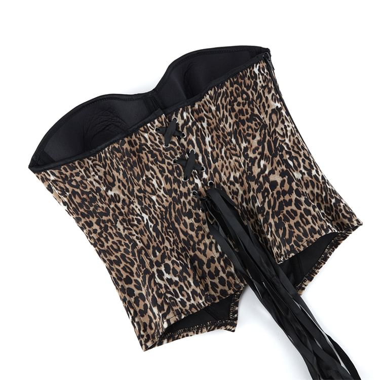 Leopard Print Corset Tube Top for Edgy Look
