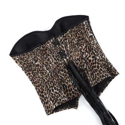 Leopard Print Corset Tube Top for Edgy Look
