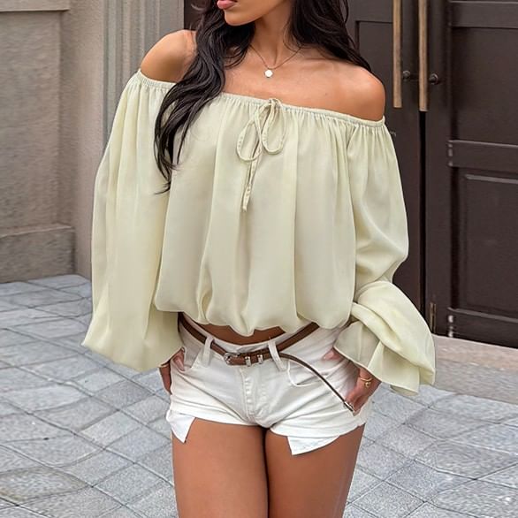 Off Shoulder Long Sleeve Blouse
