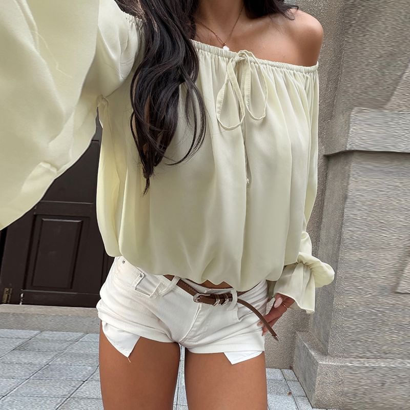 Off Shoulder Long Sleeve Blouse
