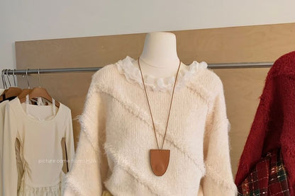Ruffle Trim Sweater and Mini A-Line Skirt Set