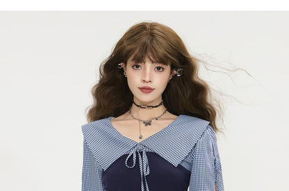 Two-Tone Collared Long-Sleeve Shirt