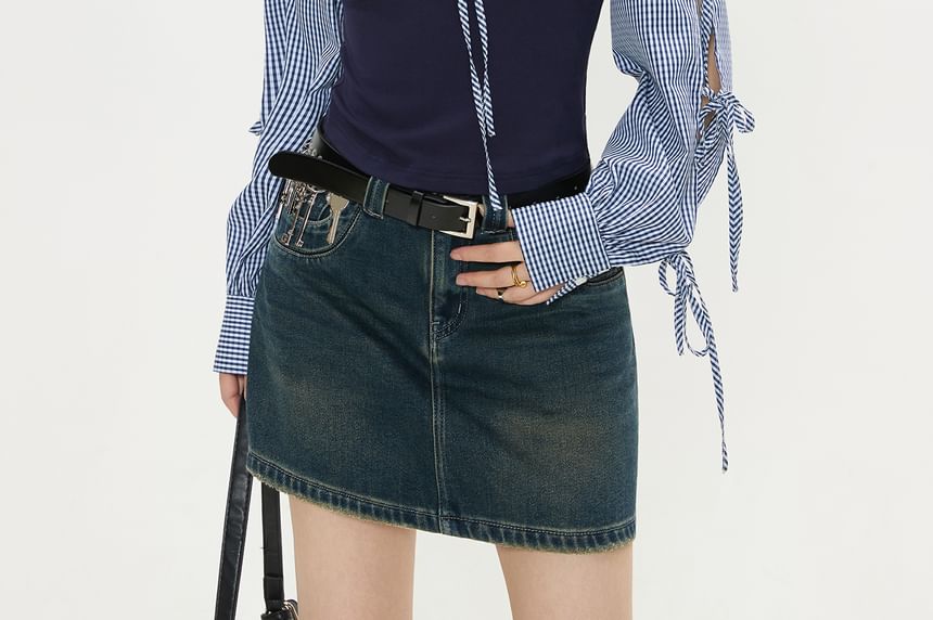 Two-Tone Collared Long-Sleeve Shirt