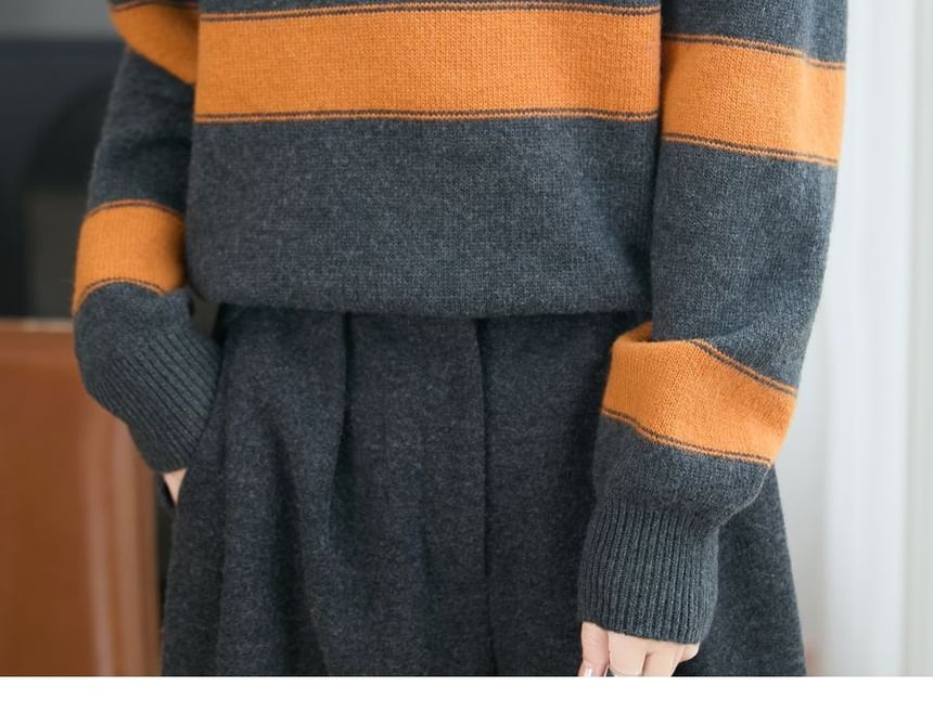 Striped Henley Pullover Sweater