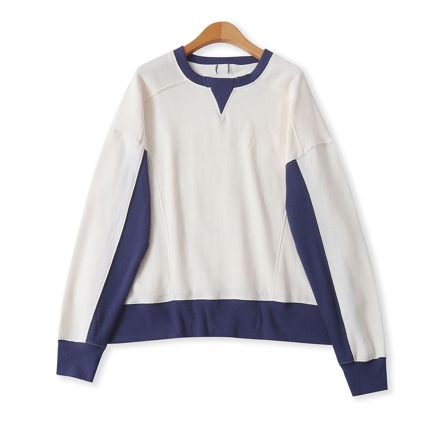 Two-Tone Crew Neck Oversized Sweatshirt