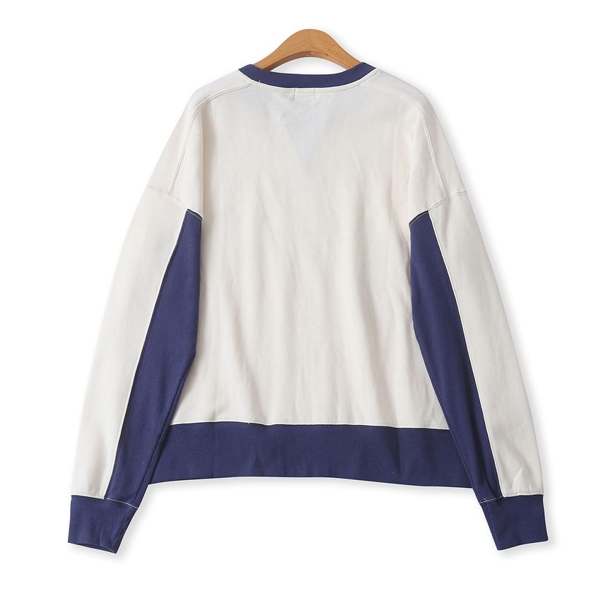 Two-Tone Crew Neck Oversized Sweatshirt