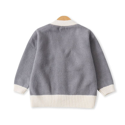 V-Neck Plain Contrast Trim Cardigan