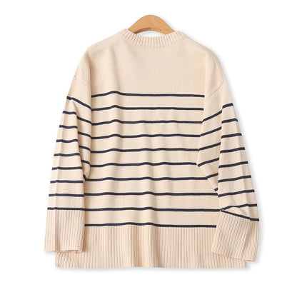 Striped Crew Neck Knit Sweater