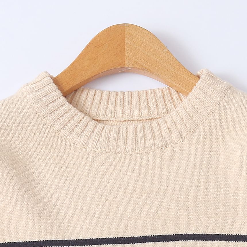 Striped Crew Neck Knit Sweater