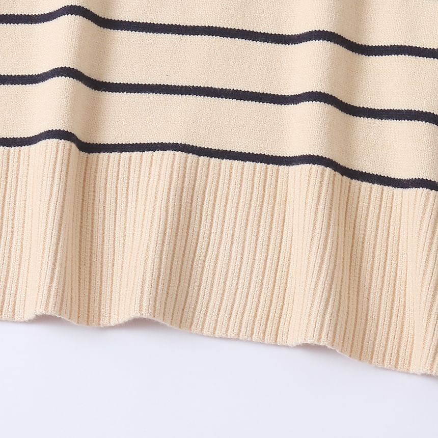 Striped Crew Neck Knit Sweater