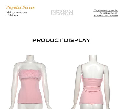 Strapless Fluffy Trim Top with Gloves