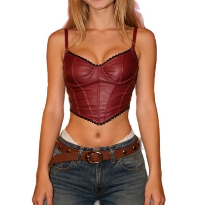 Asymmetrical Lace-Trimmed Cropped Camisole