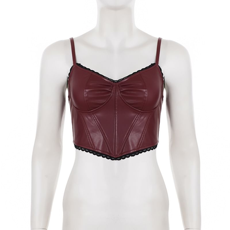 Asymmetrical Lace-Trimmed Cropped Camisole