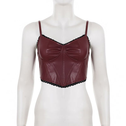 Asymmetrical Lace-Trimmed Cropped Camisole