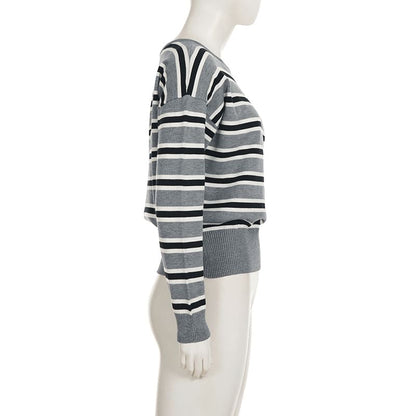Striped Off-Shoulder Knit Pullover
