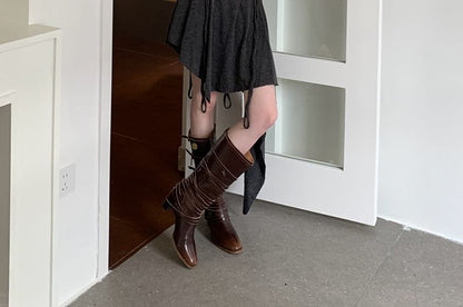 Round Neck Plain Cardigan / Mid Rise Asymmetrical Mini A-Line Skirt