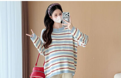 Maternity Striped Crewneck Sweater