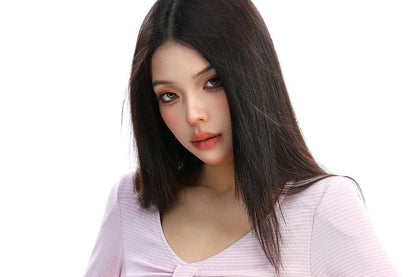 V-Neck Striped Long Sleeve Top