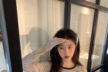 Crewneck Polka Dot Long Sleeve Tee