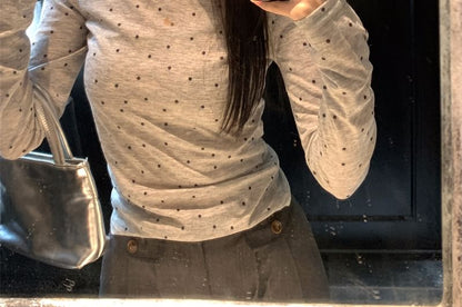 Crewneck Polka Dot Long Sleeve Tee