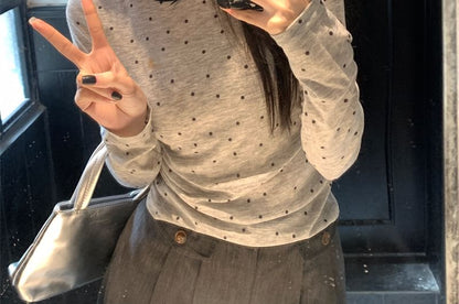 Crewneck Polka Dot Long Sleeve Tee
