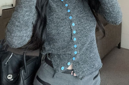 Crew Neck Two Tone Cardigan