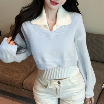 Cropped Sweater and Ribbed Tank Top Set