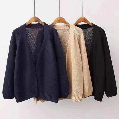 Open Front Plain Cardigan