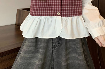 Checkerboard Pattern Long Sleeve Shirt