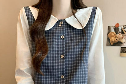 Checkerboard Pattern Long Sleeve Shirt