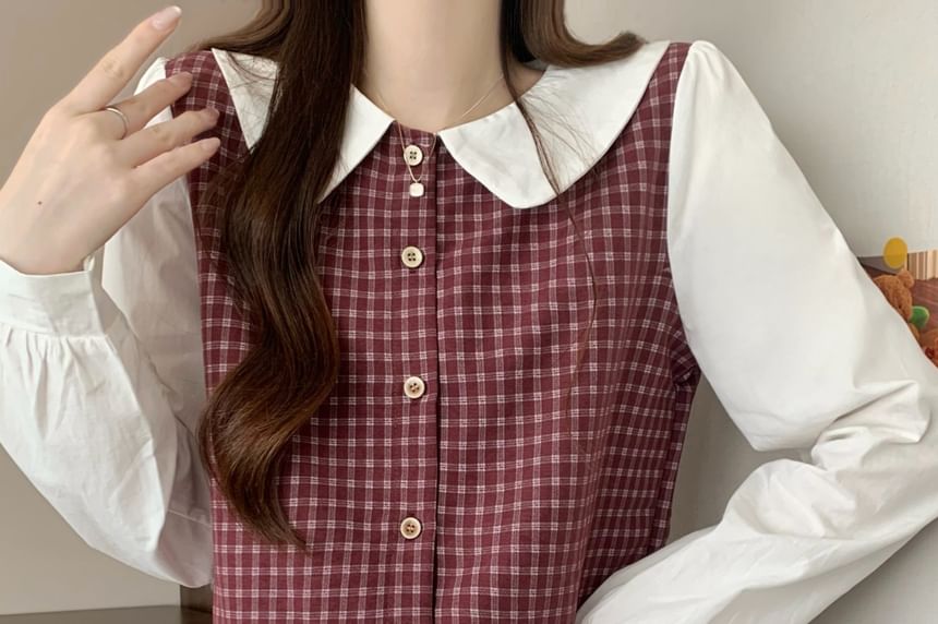 Checkerboard Pattern Long Sleeve Shirt