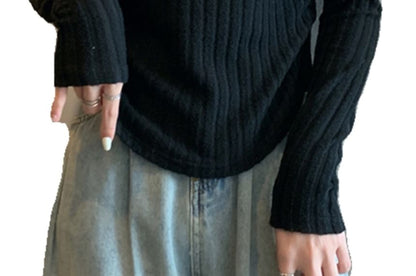 Ribbed Boatneck Long Sleeve Top