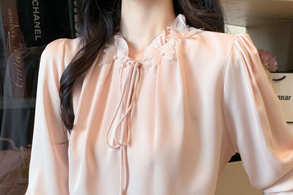 Frill Trim Long Sleeve Blouse