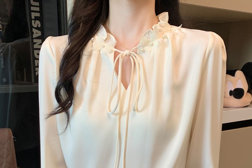 Frill Trim Long Sleeve Blouse