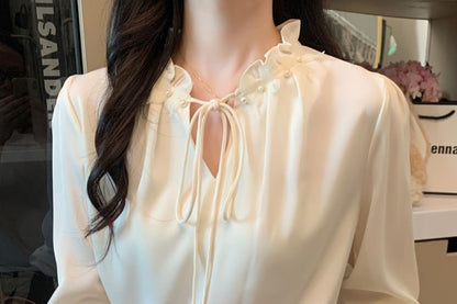 Frill Trim Long Sleeve Blouse