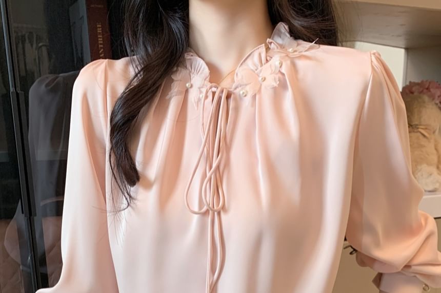 Frill Trim Long Sleeve Blouse