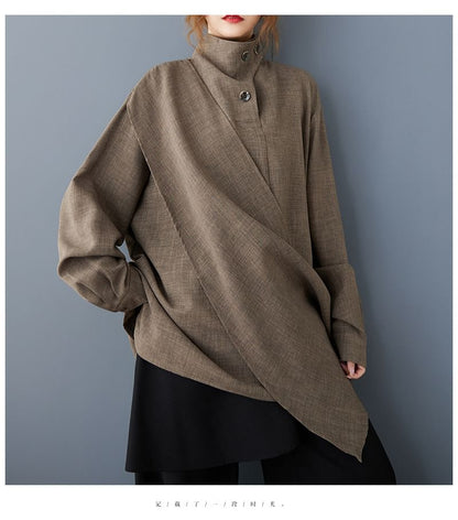 Asymmetrical Stand Collar Blouse
