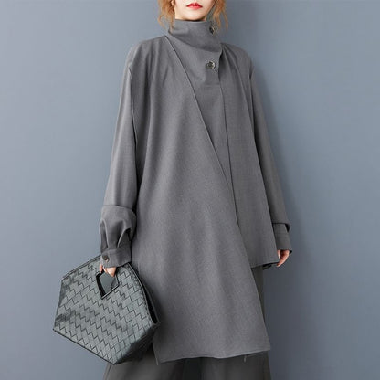 Asymmetrical Stand Collar Blouse