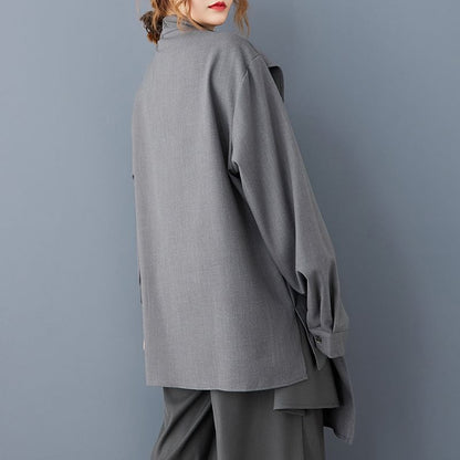 Asymmetrical Stand Collar Blouse