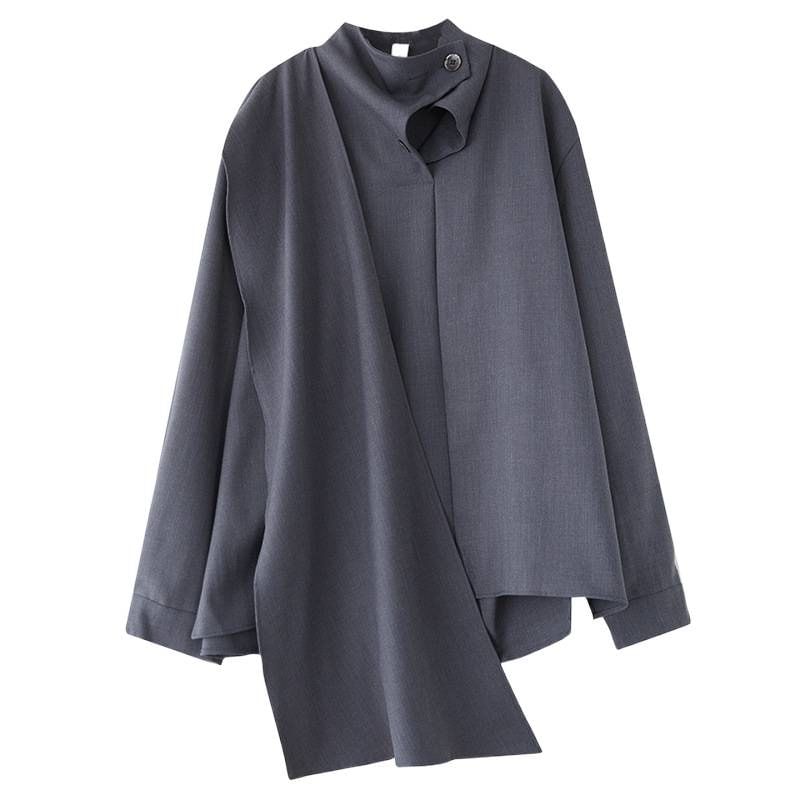 Asymmetrical Stand Collar Blouse