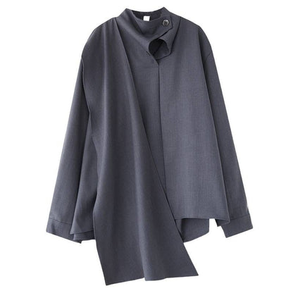 Asymmetrical Stand Collar Blouse