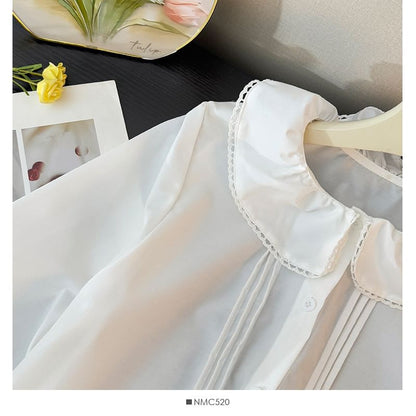 Peter Pan Collar Pleated Loose Blouse