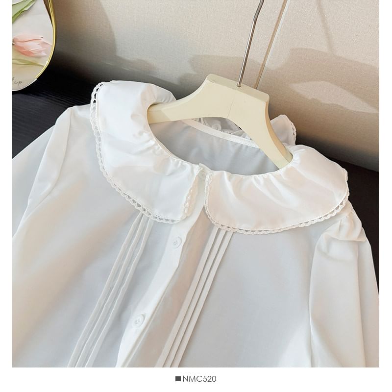 Peter Pan Collar Pleated Loose Blouse