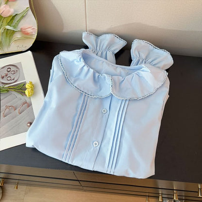 Peter Pan Collar Pleated Loose Blouse