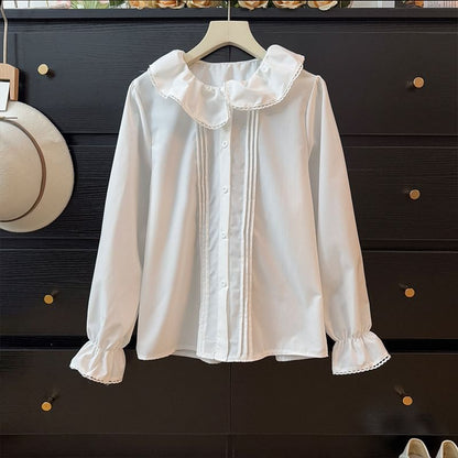 Peter Pan Collar Pleated Loose Blouse