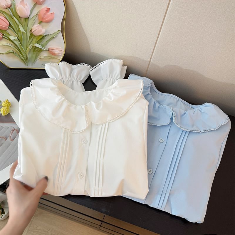 Peter Pan Collar Pleated Loose Blouse