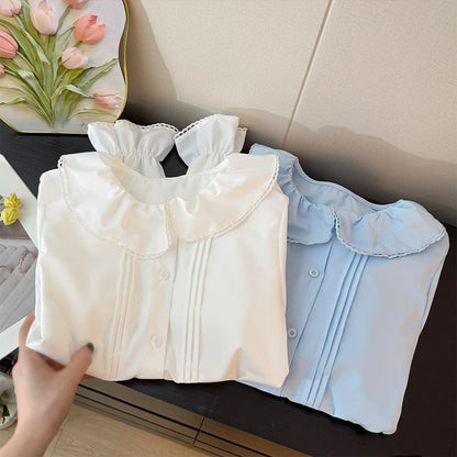 Peter Pan Collar Pleated Loose Blouse