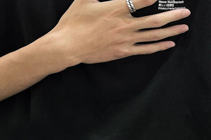 Metal Striped Open Ring