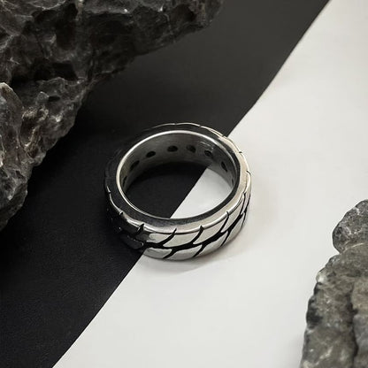 Metal Striped Open Ring